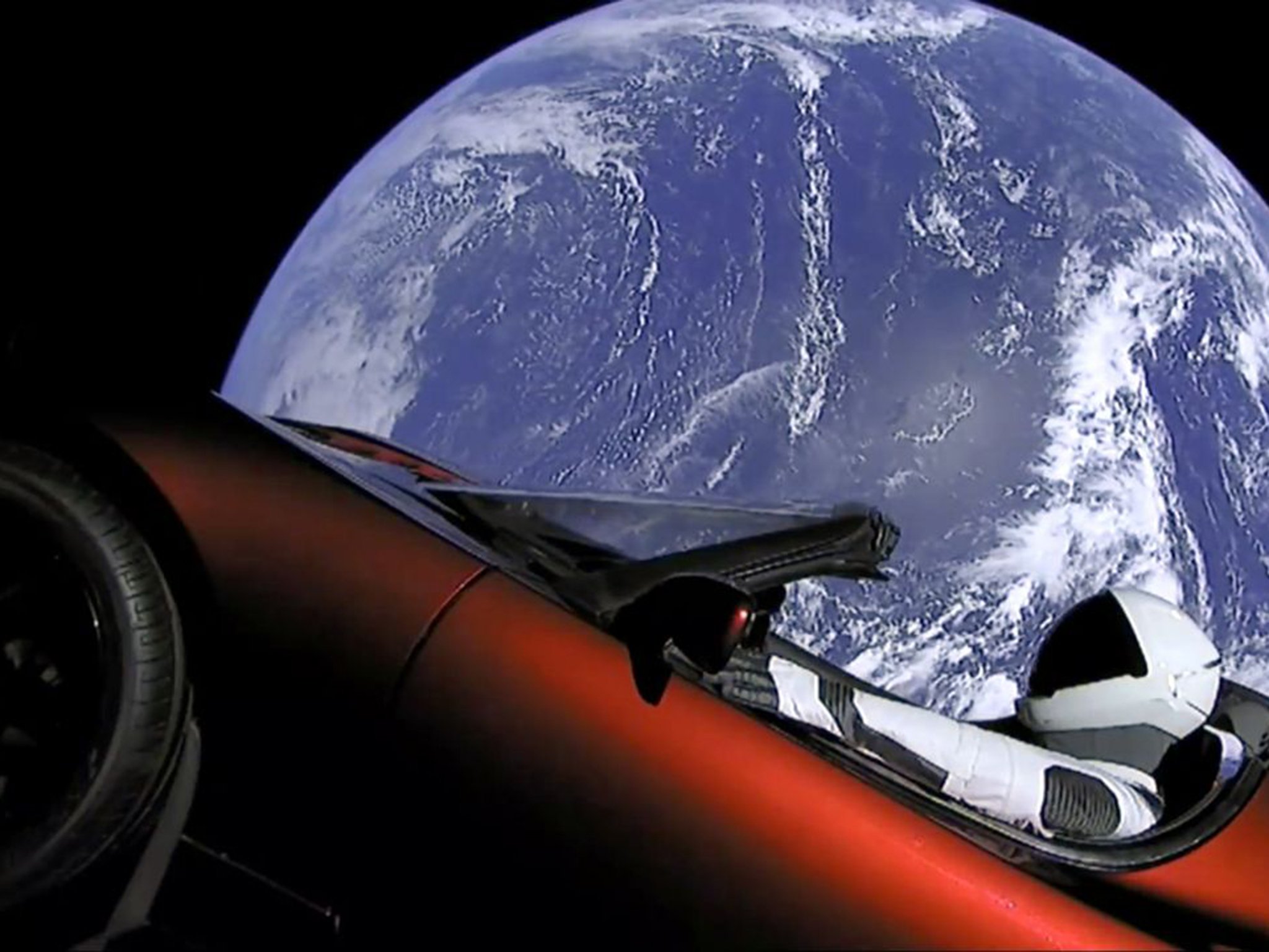 tesla in space